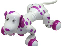 Robot Catel interactiv iUni Smart-Dog, telecomanda cu 24 comenzi, Alb-Roz